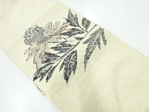 アンティーク　手織真綿紬草花模様織出し名古屋帯